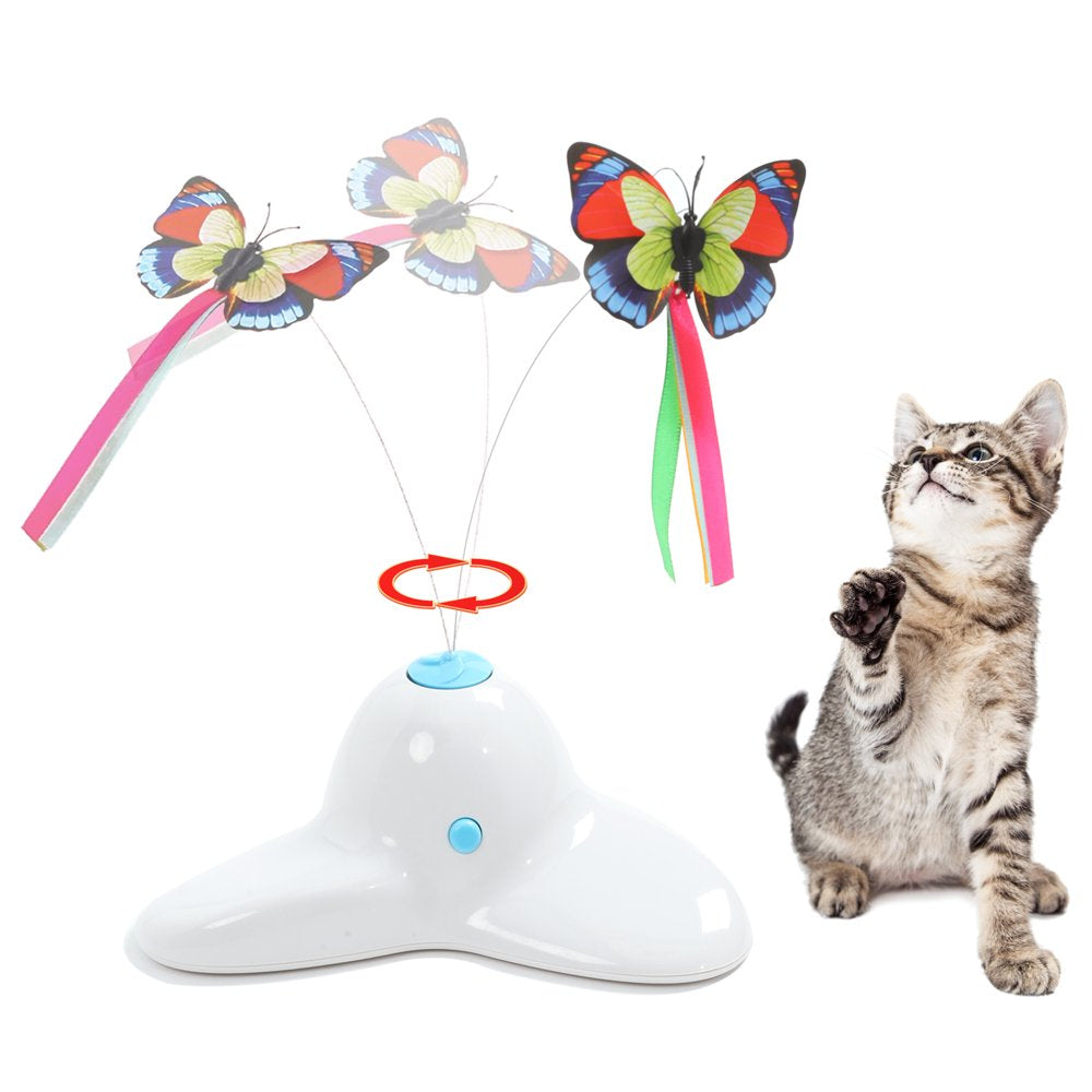 Suhaco Cat Toys, Interactive Butterfly Cat Toy,Kitten Toys for Indoor Cats, Electric Rotating Teaser Butterfly for Kittens, Automatic Self Playing Kitten Toy (Blue) Animals & Pet Supplies > Pet Supplies > Cat Supplies > Cat Toys Suhaco White  