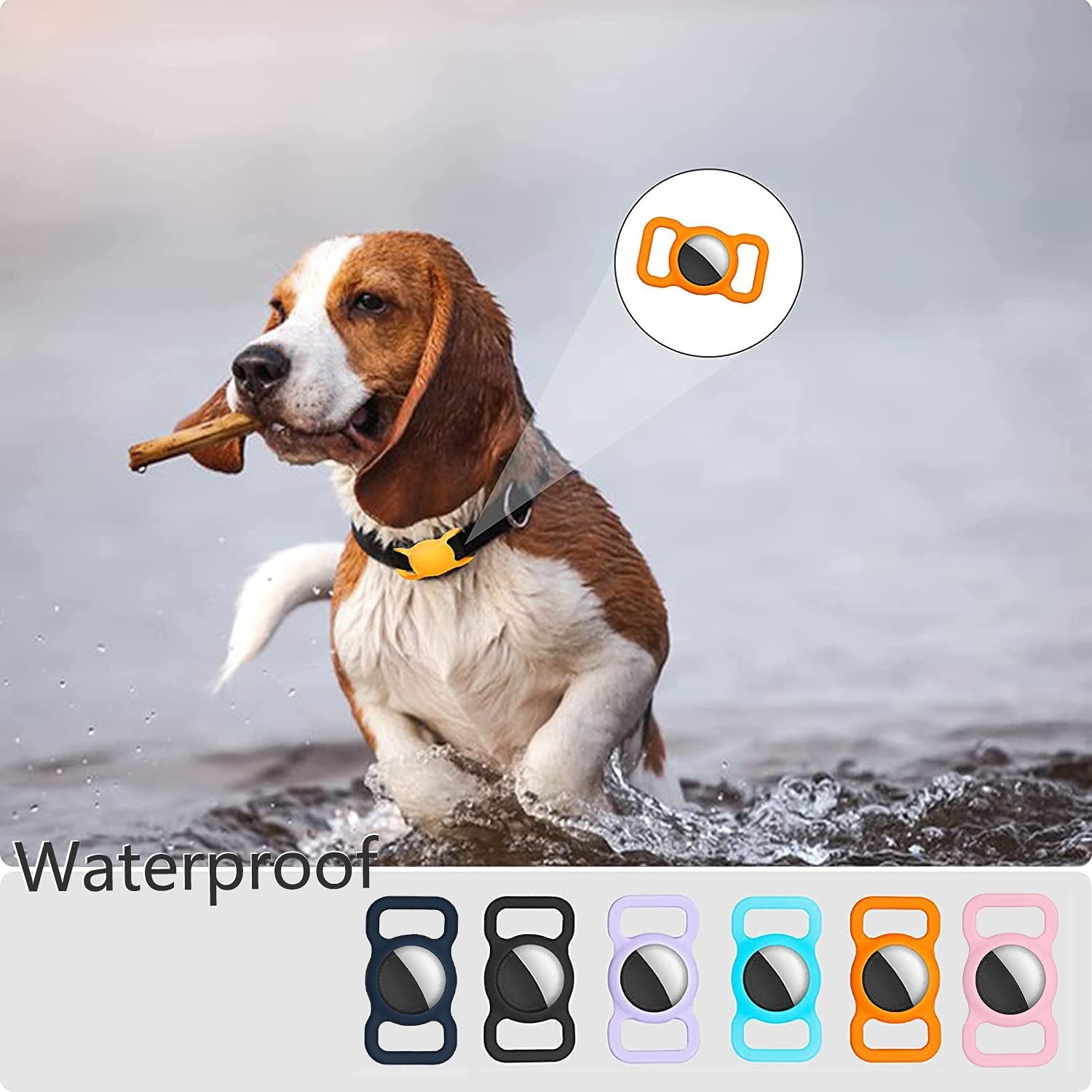 Dog Collar Holder Compatible with Airtag, Soft Silicone Waterproof Protective Case Cover for Apple Air Tags Tracker Electronics > GPS Accessories > GPS Cases Tentoku   