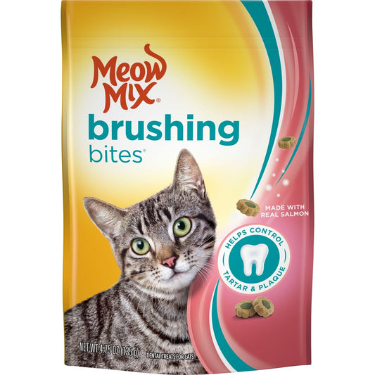 Meow Mix Brushing Bites Dental Cat Treats, Made with Real Salmon, 4.75-Ounce Bag Animals & Pet Supplies > Pet Supplies > Cat Supplies > Cat Treats The J.M. Smucker Company 4.25 oz  