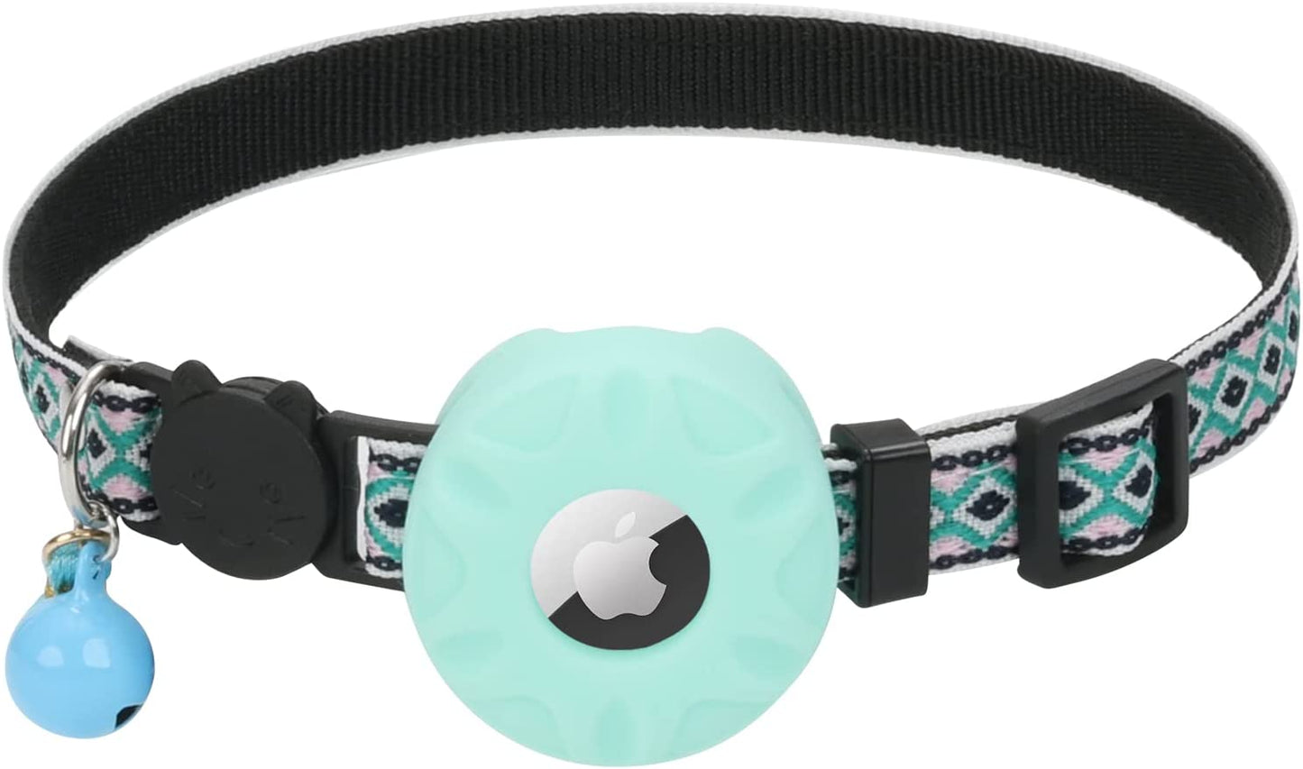 Airtag Cat Collar,Daboqed Kitten Collar Adjustable Breakaway Collar with Safety Buckle and Silicone Airtag Holder Case Compatible with Airtag Pet Collar for Female Girl Cats Male Boy Cats(Mint Green) Electronics > GPS Accessories > GPS Cases DaboQed Mint Green  