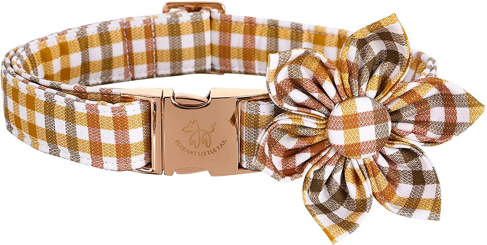 Elegant Little Tail 1PC Flower Girl Dog Bowtie for Female Dogs, Pet Flower Adjustable Dog Flower Gift for Medium Large Dogs Animals & Pet Supplies > Pet Supplies > Dog Supplies > Dog Apparel Elegant little tail Yellow Plaid Collar&Flower-S 