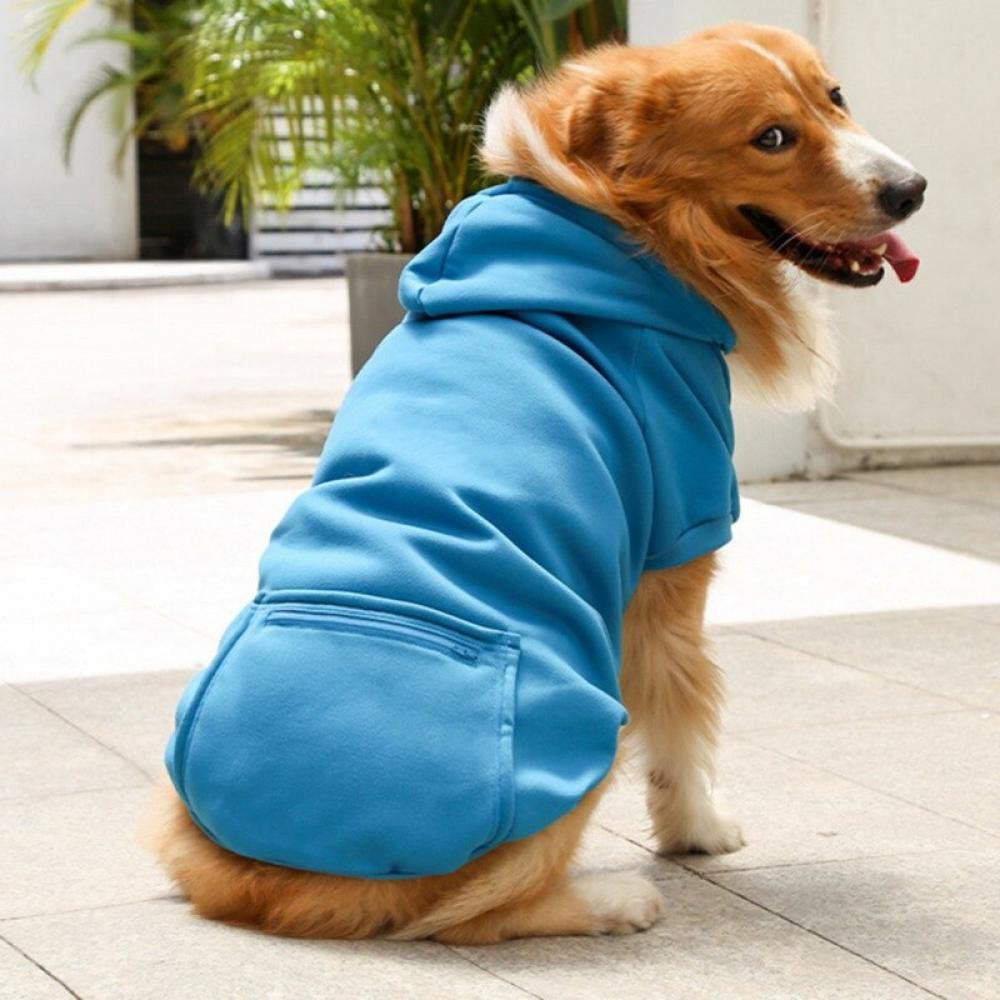 Elaydool Winter Dog Clothes Pure Color Cat Dog Hoodie Autumn Winter Dog Coat Jacket Puppy Chihuahua Windproof Apparel for Small Large Dog Animals & Pet Supplies > Pet Supplies > Dog Supplies > Dog Apparel Elaydool XL Blue 