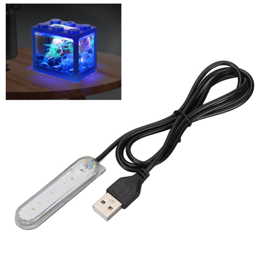 USB Small Aquarium Water Plant Light, Sturdy Lightweight Reptile Tank LED Lights Automatic Color Change Colorful with USB Plug for Fish Tank