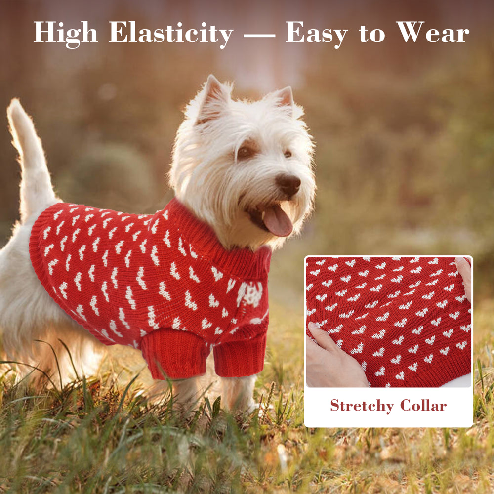 ROZKITCH Dog Serater Love Pattern, Puppy Festival Winter Clothes, Pet Apparel Red Love Heart Knitwear Pullover Sweatshirts for Small and Medium Dogs Cats Animals & Pet Supplies > Pet Supplies > Dog Supplies > Dog Apparel ROZKITCH   