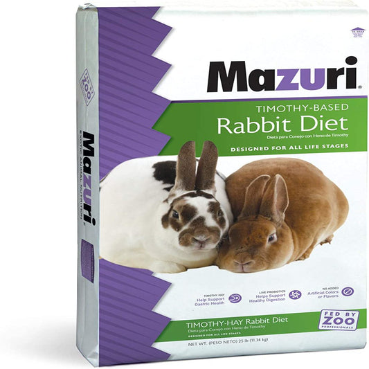 Mazuri | Nutritionally Complete Timothy Hay-Based Rabbit Food | 25 Pound (25 Lb.) Bag Animals & Pet Supplies > Pet Supplies > Small Animal Supplies > Small Animal Food Mazuri   
