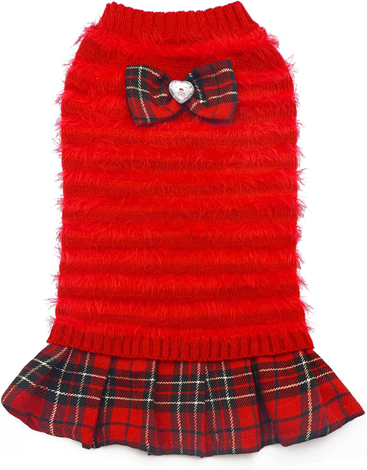 KYEESE Dog Sweaters Dress Turtleneck Medium Dog Sweaters with Bowtie Knit Pullover Warm Dog Clothes, Grey, XXL Animals & Pet Supplies > Pet Supplies > Dog Supplies > Dog Apparel kyeese Red XS (3-6lbs) 