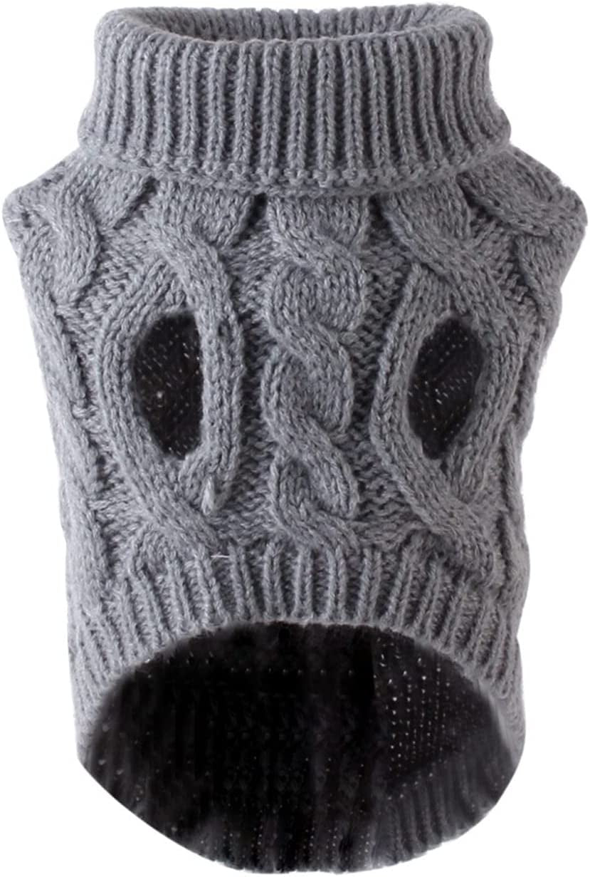 Cnarery Knitted Turtleneck Dog Sweaters, Warm Pet Sweater, Cute Knitted Classic Dog Sweater for Autumn and Winter Cold Weather Puppy Clothes(Gray) Animals & Pet Supplies > Pet Supplies > Dog Supplies > Dog Apparel Cnarery   