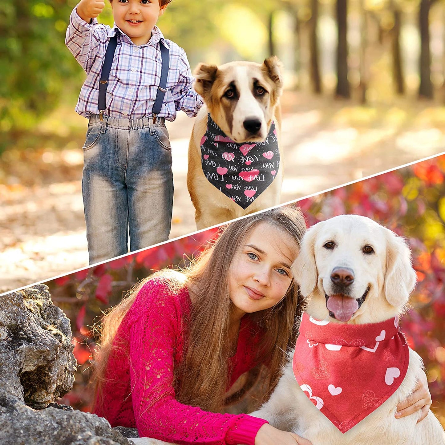 4 Pieces Valentine'S Day Dog Bandana Heart Dog Bandanas Washable Pet Neckerchief Square Dog Kerchief Dog Scarf Bibs for Dogs Cats Pets Festival Accessories Animals & Pet Supplies > Pet Supplies > Dog Supplies > Dog Apparel Syhood   