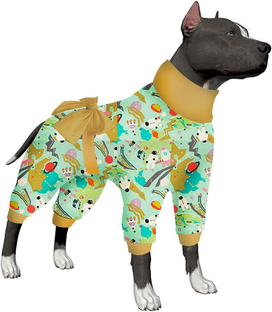 Lovinpet Pet Pajamas for Dogs Large/Distant Outer Space Mint Prints/Post Surgery Shirt/Uv Protection, Pet Anxiety Relief, Wound Care for Large Dog Onesies Animals & Pet Supplies > Pet Supplies > Dog Supplies > Dog Apparel LovinPet   