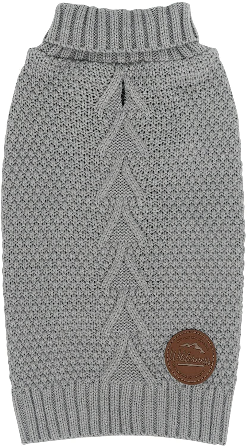 Cyeollo Dog Sweaters for Small Dogs Turtleneck Knitted Sweaters with Leash Hole Fall Small Dog Clothes Winter Pets Apparel Animals & Pet Supplies > Pet Supplies > Dog Supplies > Dog Apparel cyeollo Grey XX-Large 