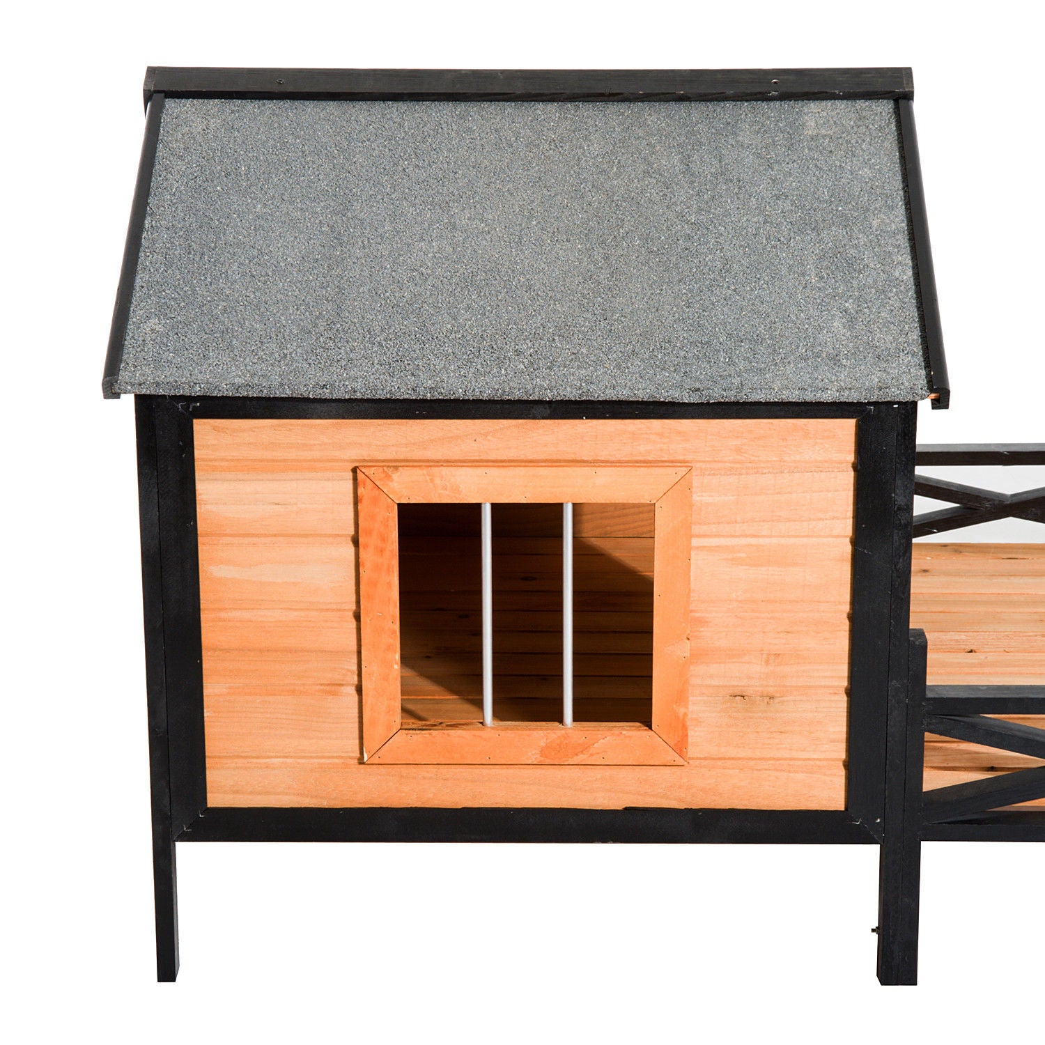 Pawhut 67" Large Wooden Cabin Style Elevated Outdoor Dog House with Porch Animals & Pet Supplies > Pet Supplies > Dog Supplies > Dog Houses Aosom LLC   