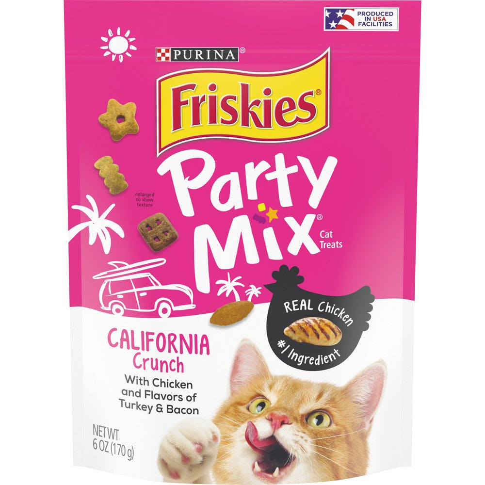 Friskies Cat Treats, Party Mix California Crunch with Chicken, 6 Oz. Pouch