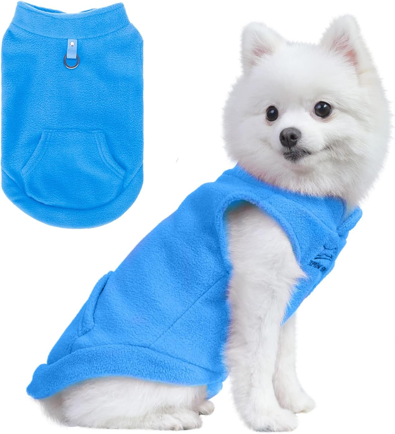 EXPAWLORER Polar Fleece Vest Dog Clothes - Fall Dog Sweater Pet Clothing, Warm Soft Pullover Sleeveless Dog Jacket with Small Pocket, Cold Winter Coat for Small Medium Large Dogs (Red, M) Animals & Pet Supplies > Pet Supplies > Dog Supplies > Dog Apparel HAOBO Blue Small 