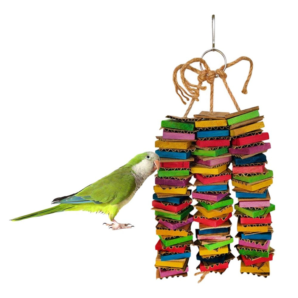 Bird Chewing Toy Wooden Blocks Cotton Rope Parakeet Parrot Training Toys 3-String Animals & Pet Supplies > Pet Supplies > Bird Supplies > Bird Toys Gazechimp   