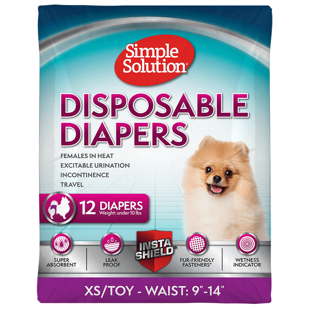 Simple Solution True Fit Disposable Dog Diapers for Female Dogs | Super Absorbent with Wetness Indicator | Xs/Toy | 12 Count Animals & Pet Supplies > Pet Supplies > Dog Supplies > Dog Diaper Pads & Liners Simple Solution   
