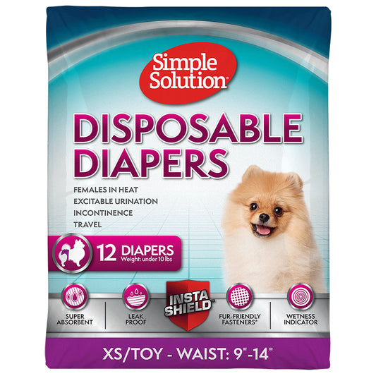 Simple Solution True Fit Disposable Dog Diapers for Female Dogs | Super Absorbent with Wetness Indicator | Xs/Toy | 12 Count Animals & Pet Supplies > Pet Supplies > Dog Supplies > Dog Diaper Pads & Liners Simple Solution   