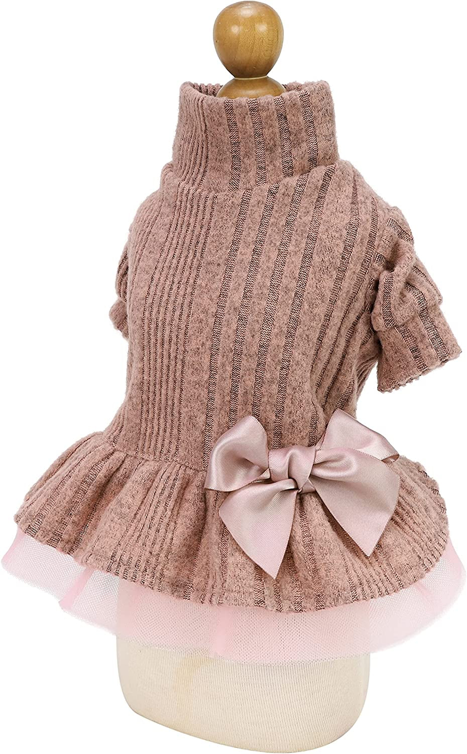 Fitwarm Knitted Dog Tulle Sweater Dress, Dog Winter Clothes for Small Dogs Girl, Cat Apparel, Pink, Small Animals & Pet Supplies > Pet Supplies > Dog Supplies > Dog Apparel Fitwarm   