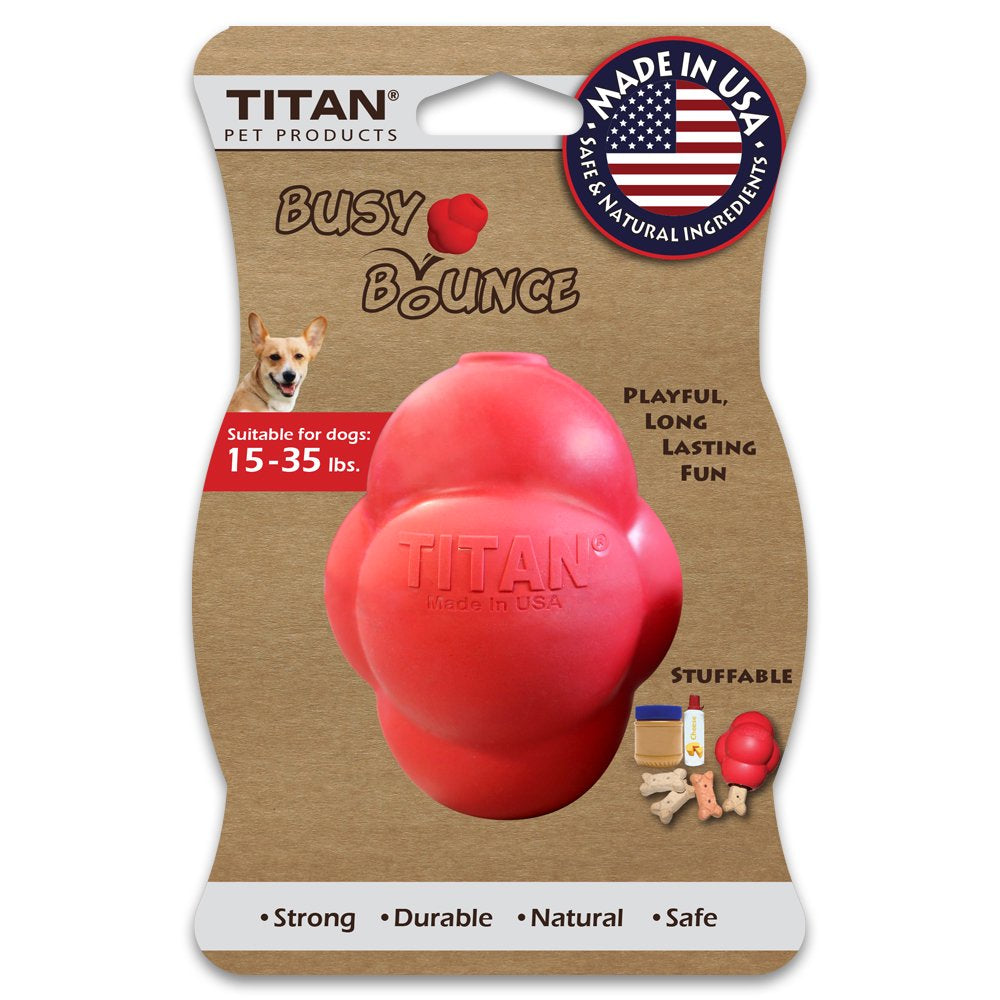 Titan Pet Products Busy Bounce Durable Rubber Dog Toy, Medium, Red Animals & Pet Supplies > Pet Supplies > Dog Supplies > Dog Toys Lavelle Industries, Inc.   