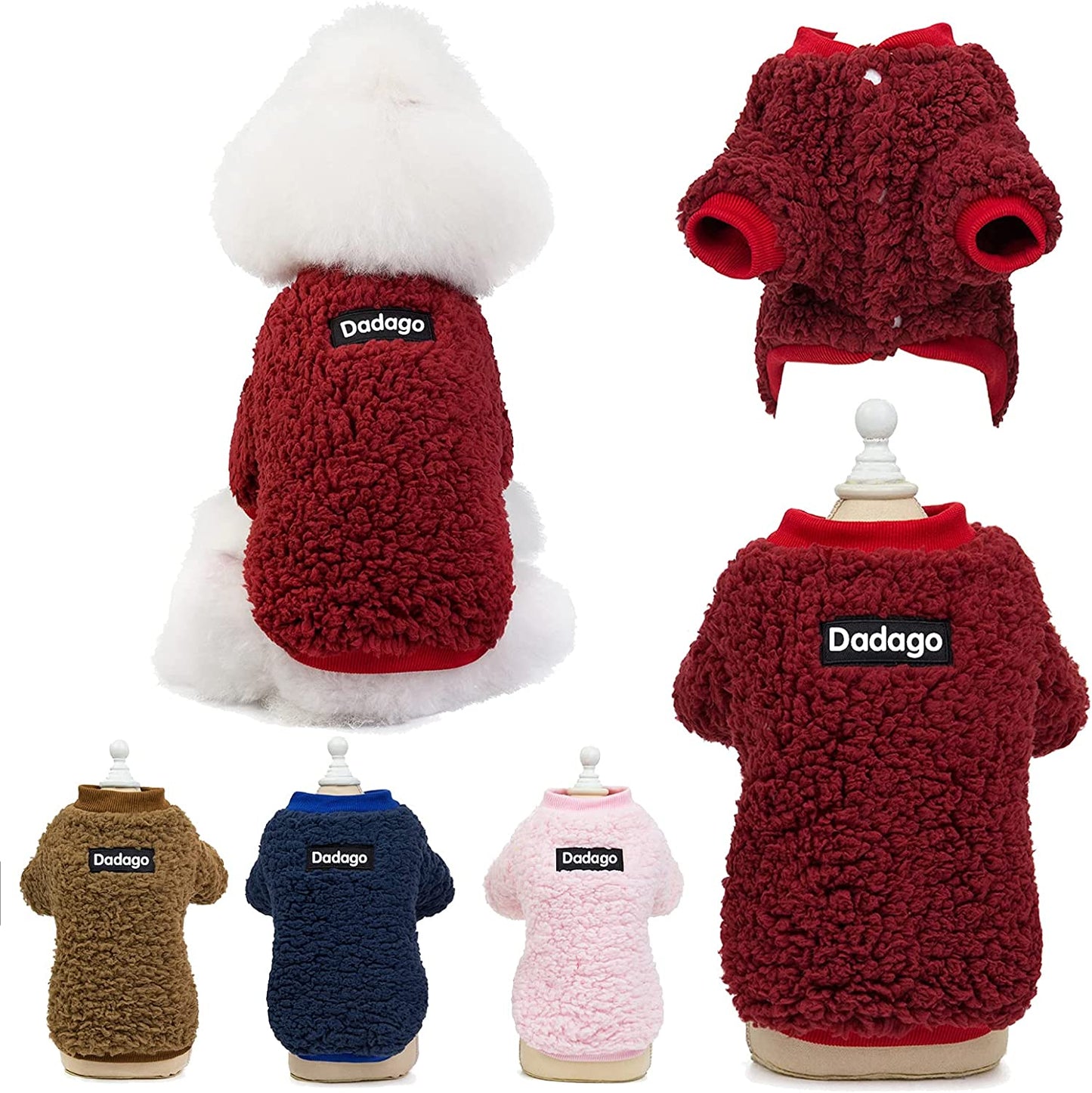 Small Dog Sweater Cat Puppy Winter Warm Coat Pet Cold Weather Cozy Fleece Clothes Cute Pullover Sweater for Small Dogs Girl Boy (Medium, Pink) Animals & Pet Supplies > Pet Supplies > Dog Supplies > Dog Apparel Winmany Red Medium 