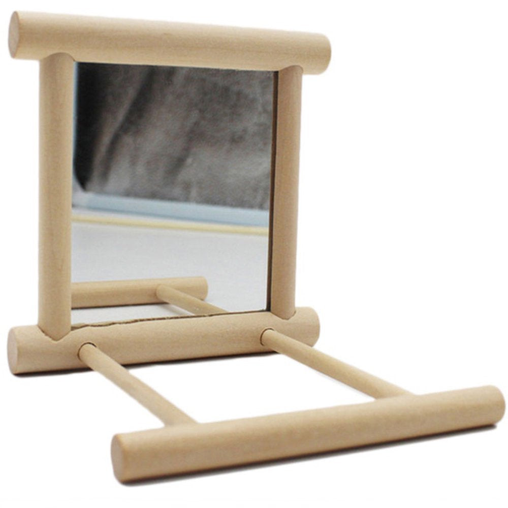 Walbest Bird Parakeet Mirror for Cage, Parrot Perch Stand, Wooden Hummingbird Swing Toy, Parakeet Accessories for Cockatiels Conure Finch Lovebird Canary African Grey Macaw Animals & Pet Supplies > Pet Supplies > Bird Supplies > Bird Cage Accessories Walbest   