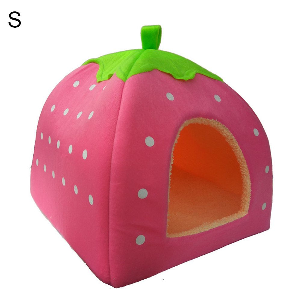 Leaveforme Strawberry Dog Puppy Cats Indoor Foldable Soft Warm Bed Pet House Kennel Tent Animals & Pet Supplies > Pet Supplies > Dog Supplies > Dog Houses leaveforme Pink S  