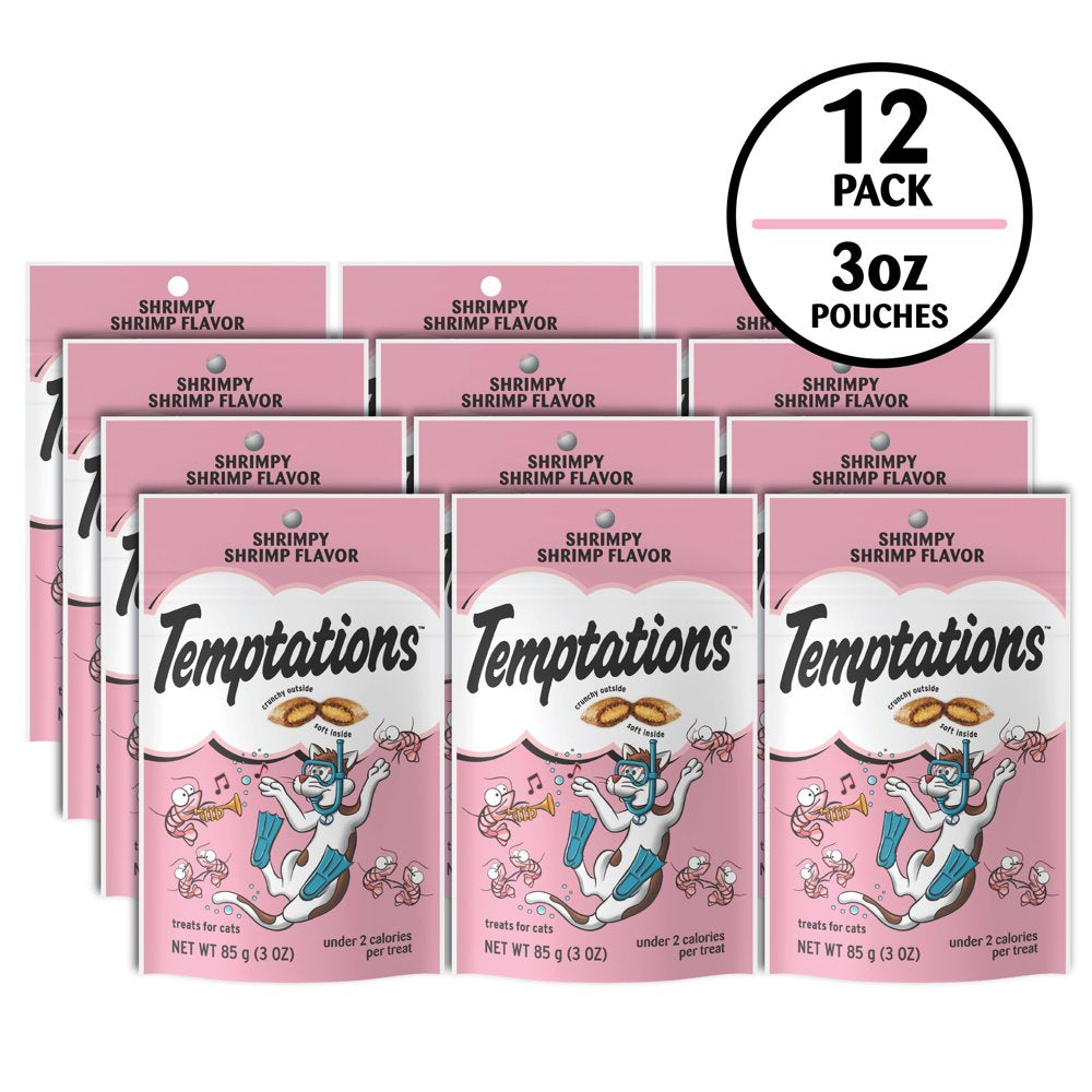 TEMPTATIONS Classic Crunchy and Soft Cat Treats Shrimpy Shrimp Flavor, 3 Oz. Pouch Animals & Pet Supplies > Pet Supplies > Cat Supplies > Cat Treats Mars Petcare   