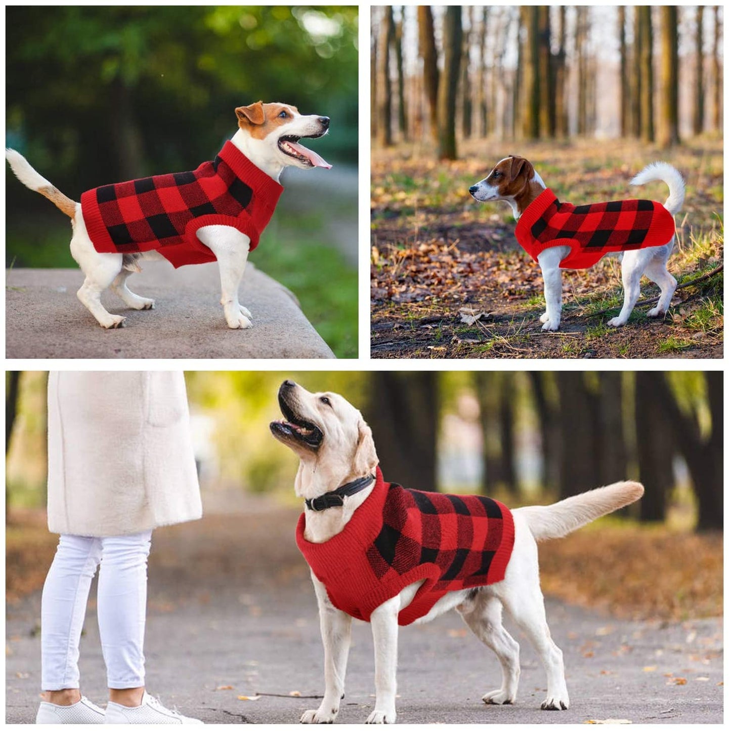 Dog Sweater Vest Turtleneck Dogs Knitted Sweatshirt with Harness Hole，Cold Weather Puppies Grid Pullover Pajamas， Fall Winter Pet Warm Clothes Christmas Costumes for Small Medium Dogs Cats Animals & Pet Supplies > Pet Supplies > Dog Supplies > Dog Apparel QBLEEV   