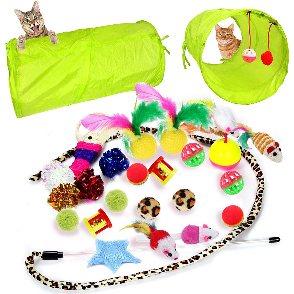 Semfri 21 Pcs Cat Toys Kitten Toys Assortments Tunnel Interactive Cat Teaser Fluffy Mouse Crinkle Balls for Cat Animals & Pet Supplies > Pet Supplies > Cat Supplies > Cat Toys semfri   