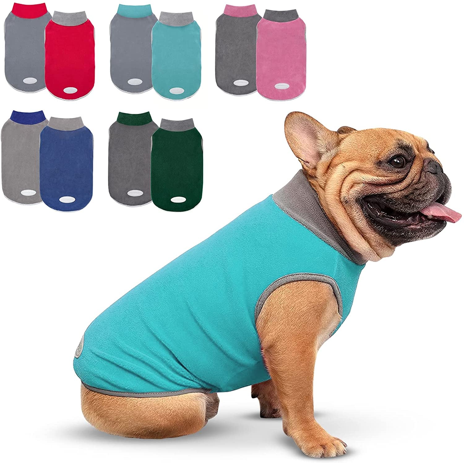 Cyeollo 2 Pack Small Dog Fleece Sweater Stretchy Pullover Sweatshirt Boy Dog Sweatshirt with Reflective Stripe Pet Blue Dog Clothes Dog Sweaters Turquoise & Grey Animals & Pet Supplies > Pet Supplies > Dog Supplies > Dog Apparel cyeollo 1# Teal & Grey X-Large 