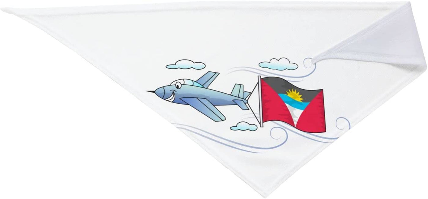 Airplane with Flag Antigua and Pet Dog and Cat Decorative Triangle Scarf,Dog Bandana,Breathable and Stain Resistant. Animals & Pet Supplies > Pet Supplies > Dog Supplies > Dog Apparel ZALTAS   