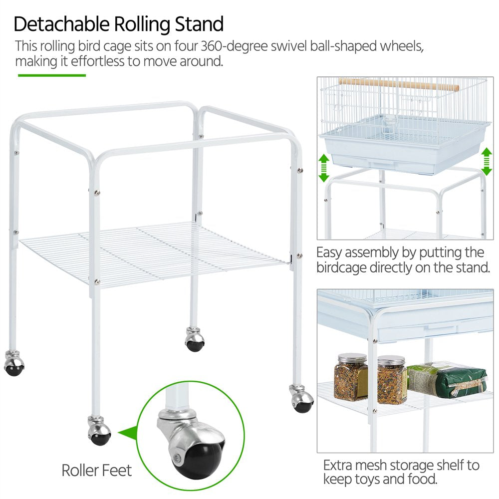 Topeakmart 53.5-Inch Open Top Metal Bird Cage with Detachable Rolling Stand, White Animals & Pet Supplies > Pet Supplies > Bird Supplies > Bird Cages & Stands Topeakmart   