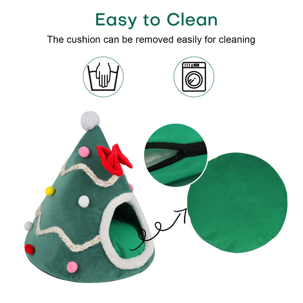 Lucky Monet Pet Cat Cave Bed Kitty Tent House Nest for Small Dog Christmas Tree Shape, Green Animals & Pet Supplies > Pet Supplies > Cat Supplies > Cat Beds Lucky Monet   