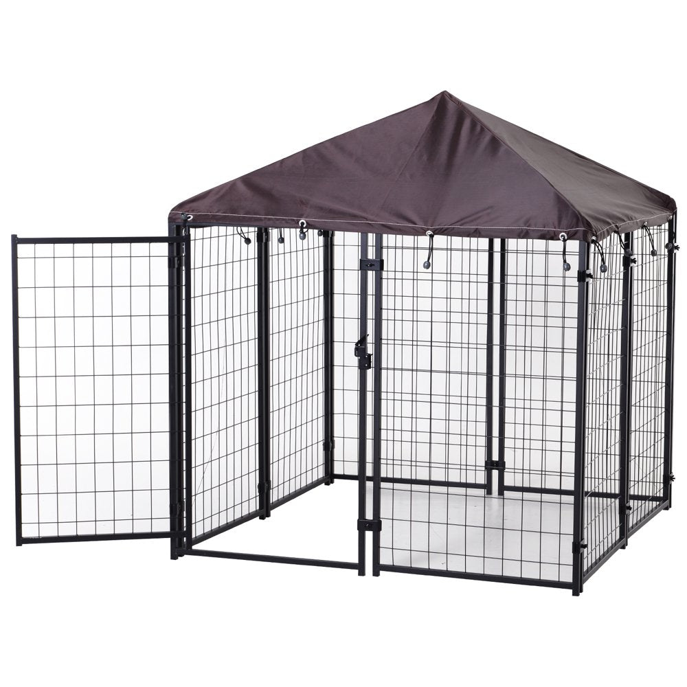 Pawhut Lockable Dog House Kennel with Water-Resistant Roof for Small and Medium Sized Pets, 4.7' X 4.7' X 5' Animals & Pet Supplies > Pet Supplies > Dog Supplies > Dog Kennels & Runs Aosom LLC   