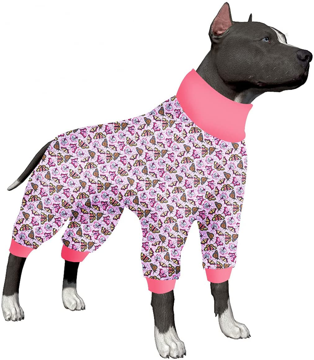 Lovinpet Onesies for Medium Dog, Dog Pajamas after Surgery, Full Coverage Dog Jumpsuit as Base Clothes under Dog Sweaters, Anti- Shedding Elastic Fabric, Colorful Flowers Prints Jammies for Large Dogs Animals & Pet Supplies > Pet Supplies > Dog Supplies > Dog Apparel LovinPet Rose Pink XXX-Large 