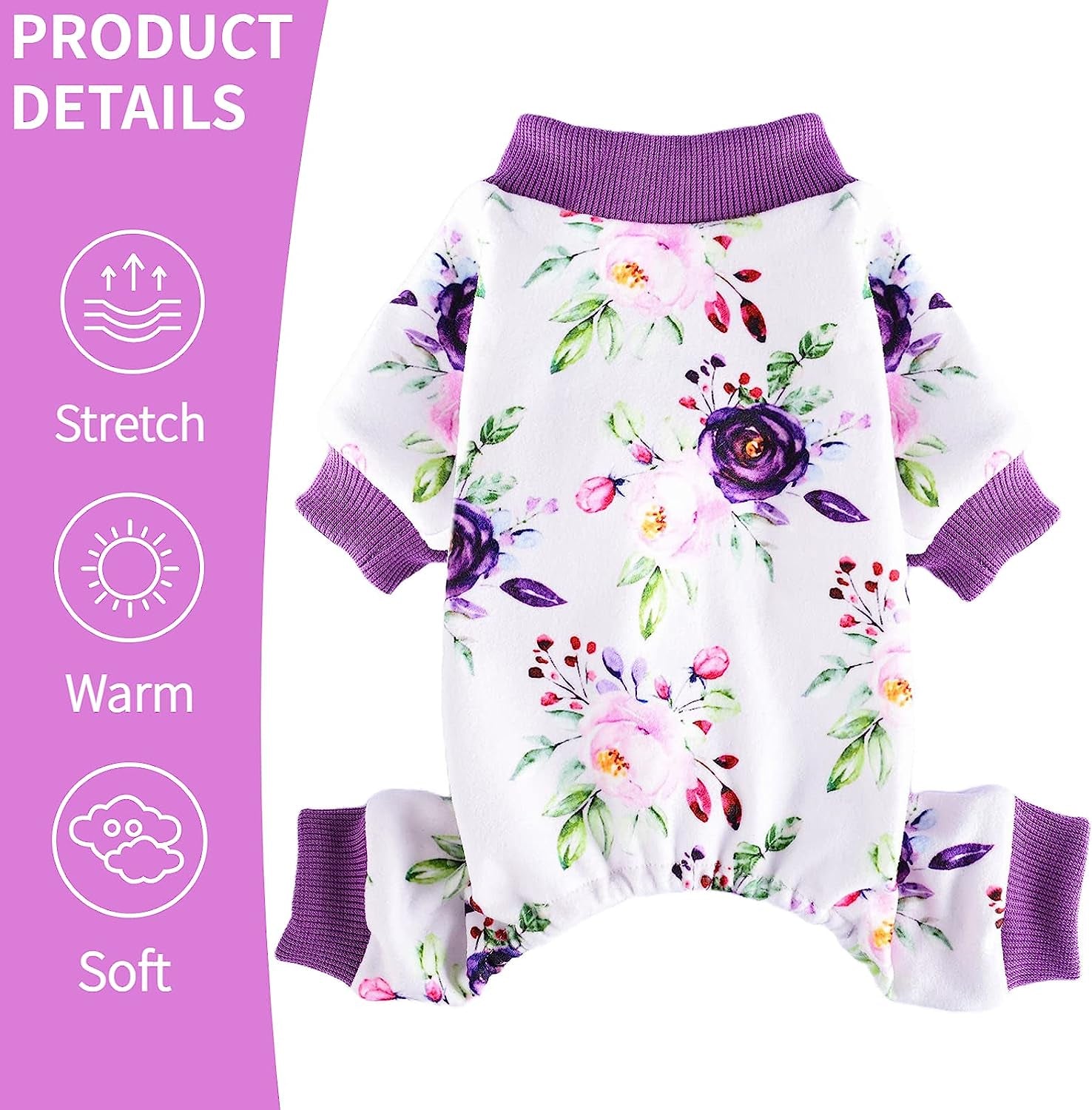 Yikeyo Dog Pajamas, Fall Winter Pink Dog Clothes for Small Medium Dogs Girl, Cat Apparel Outfit (Purple, X-Small) Animals & Pet Supplies > Pet Supplies > Dog Supplies > Dog Apparel Yikeyo   