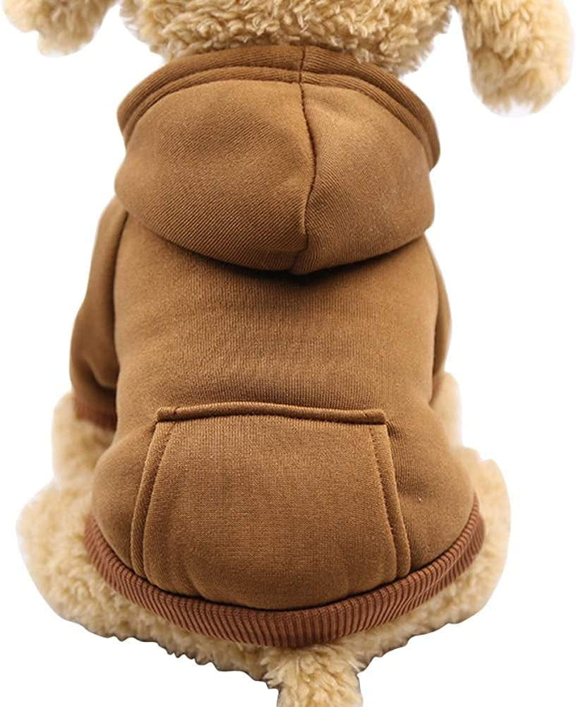 Jecikelon Winter Dog Hoodie Sweatshirts with Pockets Warm Dog Clothes for Small Dogs Chihuahua Coat Clothing Puppy Cat Custume (Medium, Orange) Animals & Pet Supplies > Pet Supplies > Dog Supplies > Dog Apparel Jecikelon Coffee Large 