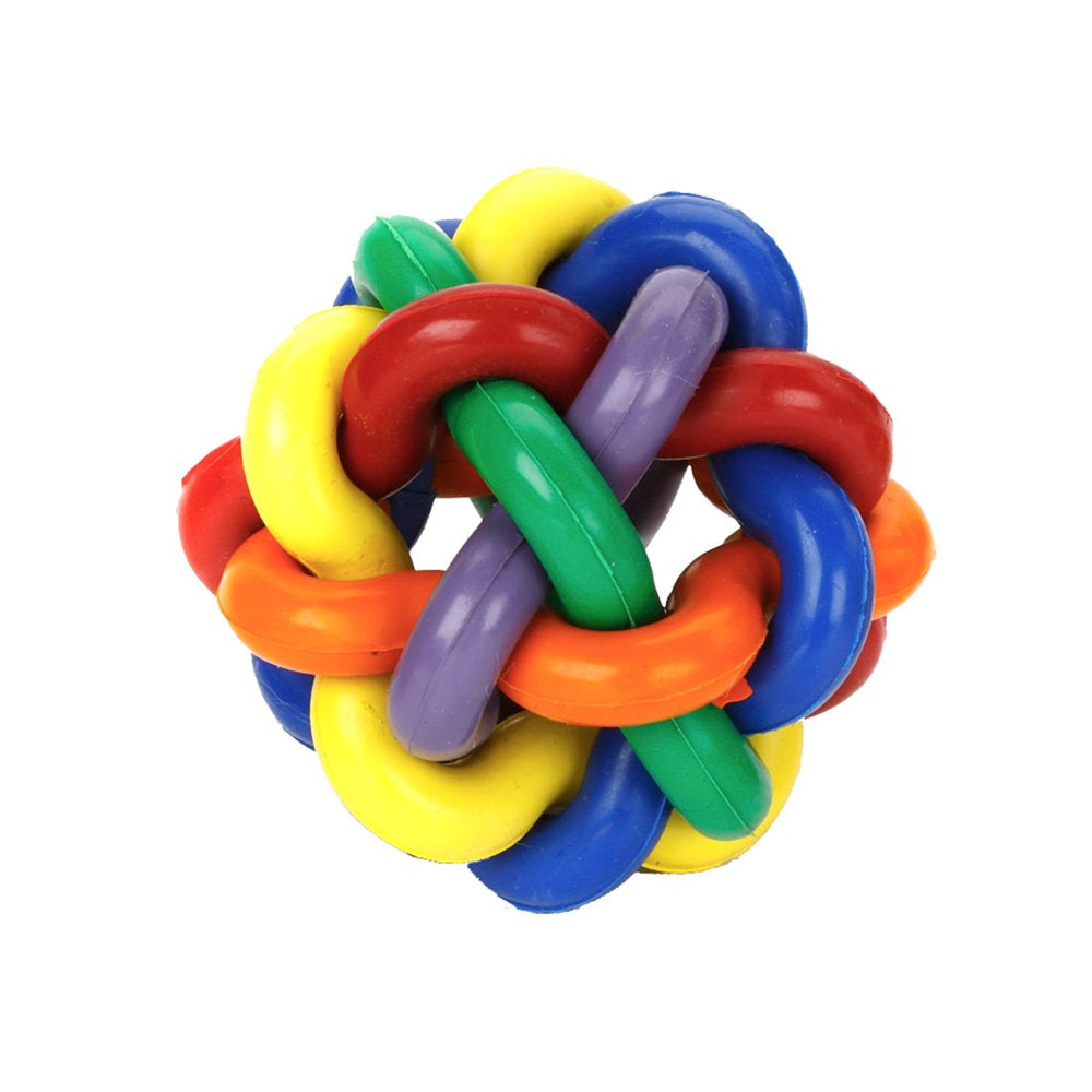 Multipet Nobbly Wobbly Rubber Ball Dog Toy, Colorful Interwoven Tubes, 3 Inches