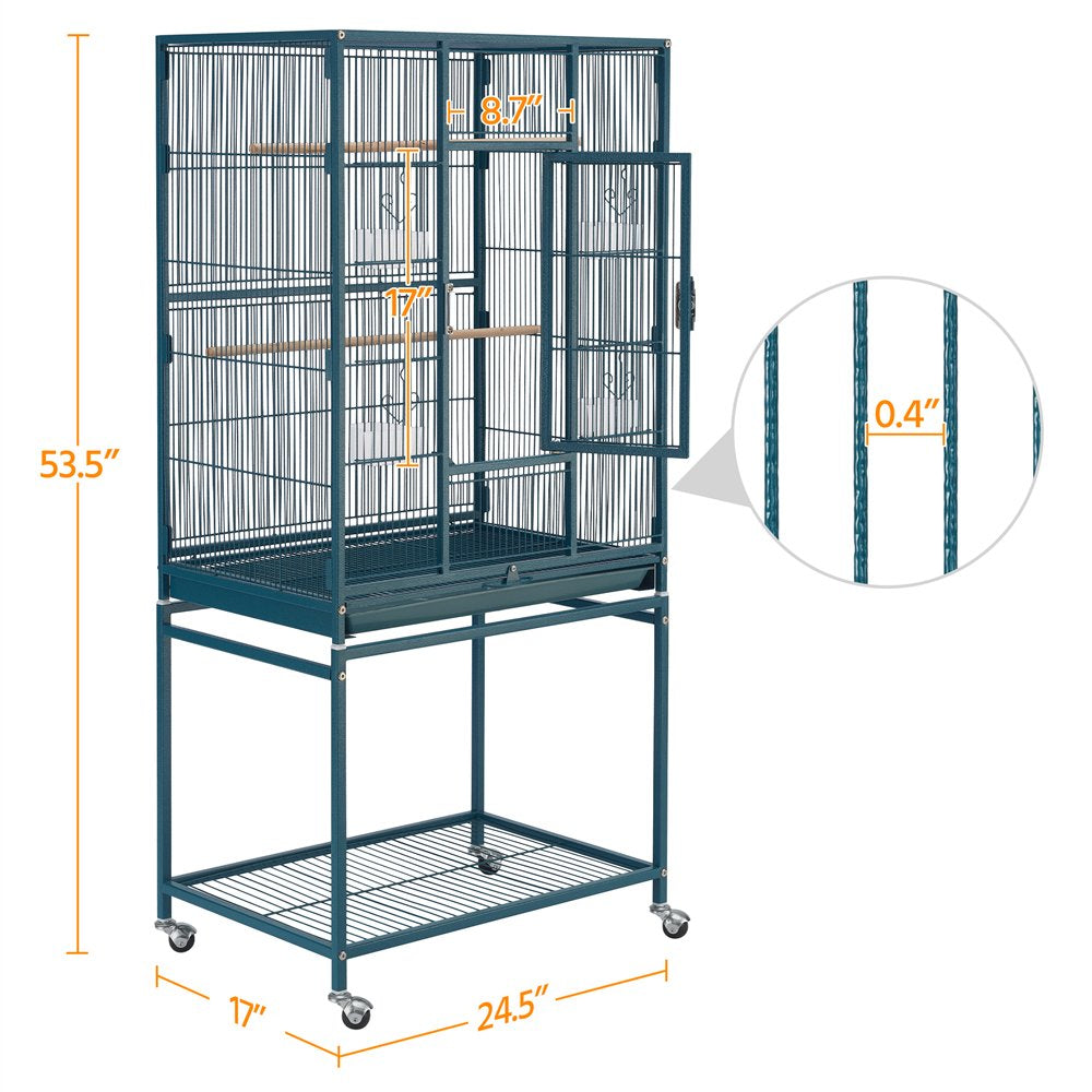 Topeakmart 54''H Large Rolling Metal Parrot Cage Bird Cage with Detachable Stand for Conures Parakeets Cockatiels, Navy Blue Animals & Pet Supplies > Pet Supplies > Bird Supplies > Bird Cages & Stands Topeakmart   