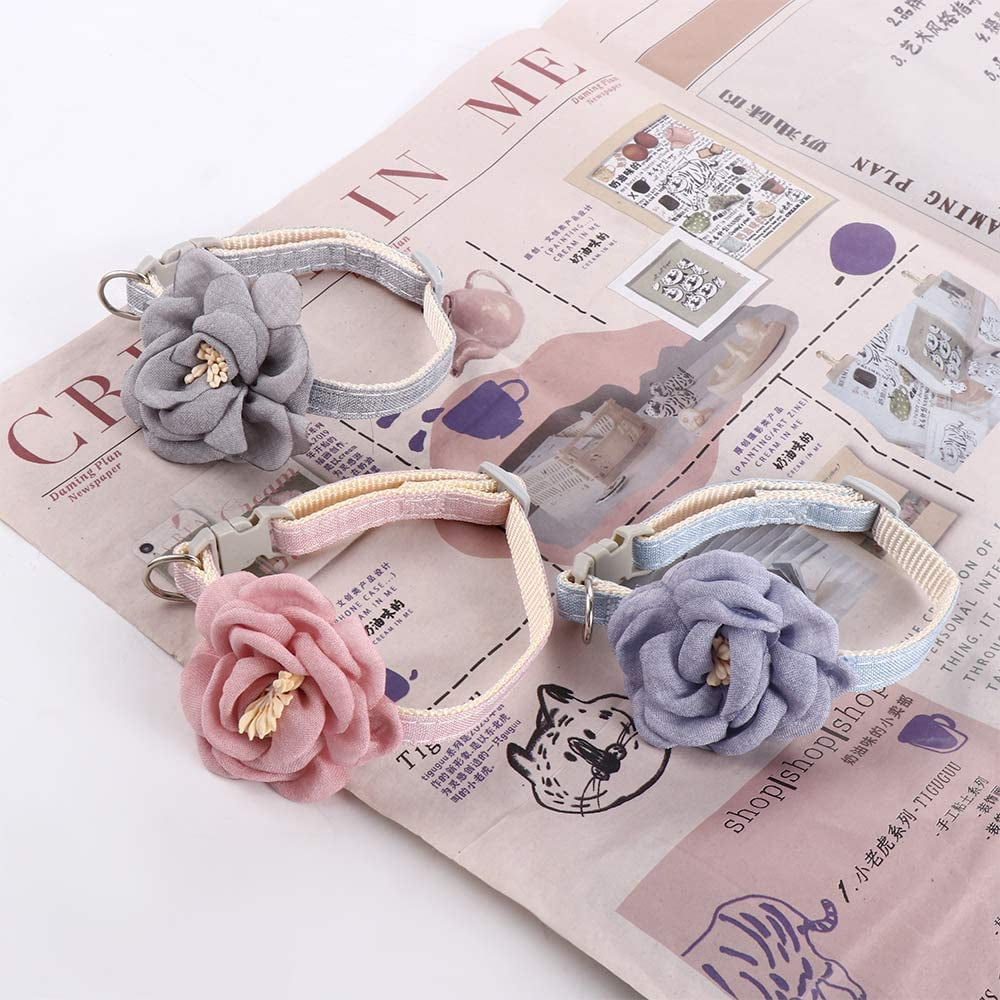 Pet Cat Collar with 3D Flower,Beautiful Adjustable Bow Tie Safety Buckle Dog Necklace Dog Leash New Year Gift Blue, Grey, Pink(Pink) Animals & Pet Supplies > Pet Supplies > Dog Supplies > Dog Apparel generic   