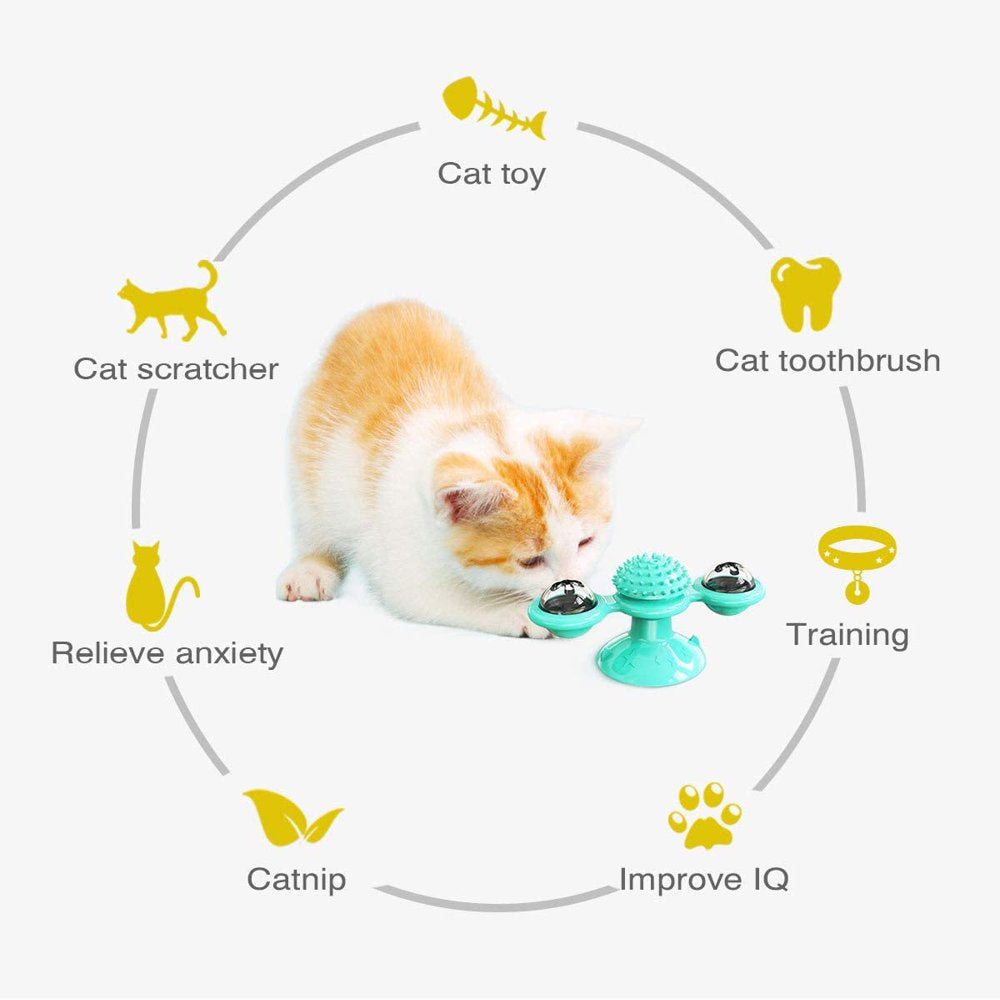 Catnip Toys Windmill Cat Toy, Cat Turntable Teasing Interactive Toy with Suction Cup and LED Ball, Portable Windmill Scratch Hair Brush Cat Toothbrush Oral Care Toy Animals & Pet Supplies > Pet Supplies > Cat Supplies > Cat Toys HUA TRADE   