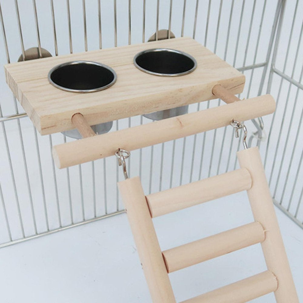 Parrot Playstand,Wooden Bird Playground Training Perch Platform Climbing Ladder Exercise Toy with 2 Feeder Cups for Parakeet Cockatiel Animals & Pet Supplies > Pet Supplies > Bird Supplies > Bird Gyms & Playstands perfk   