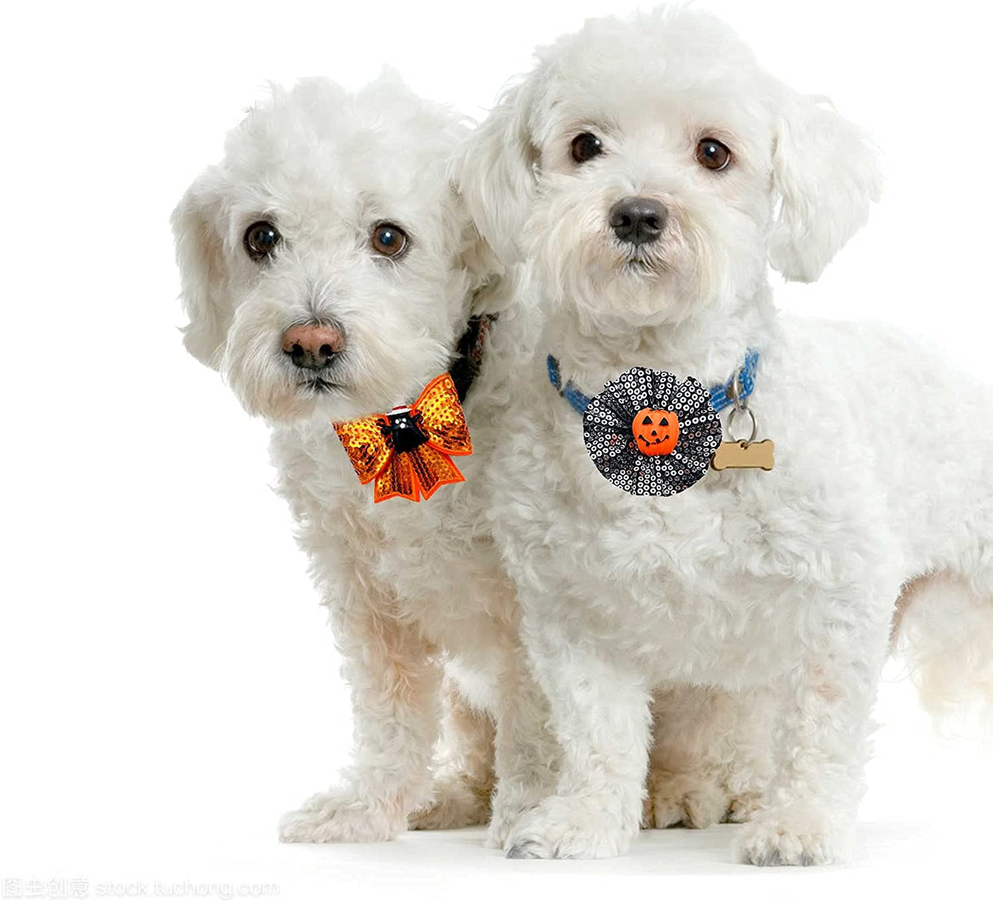 PET SHOW 4Pcs Halloween Small Dogs Collar Flowers and Bowties Charms for Cats Rabbits Slides on Puppies Medium Dog Collars Attachment Flower Bows Accessories Grooming Costumes Animals & Pet Supplies > Pet Supplies > Dog Supplies > Dog Apparel Bysitshow   