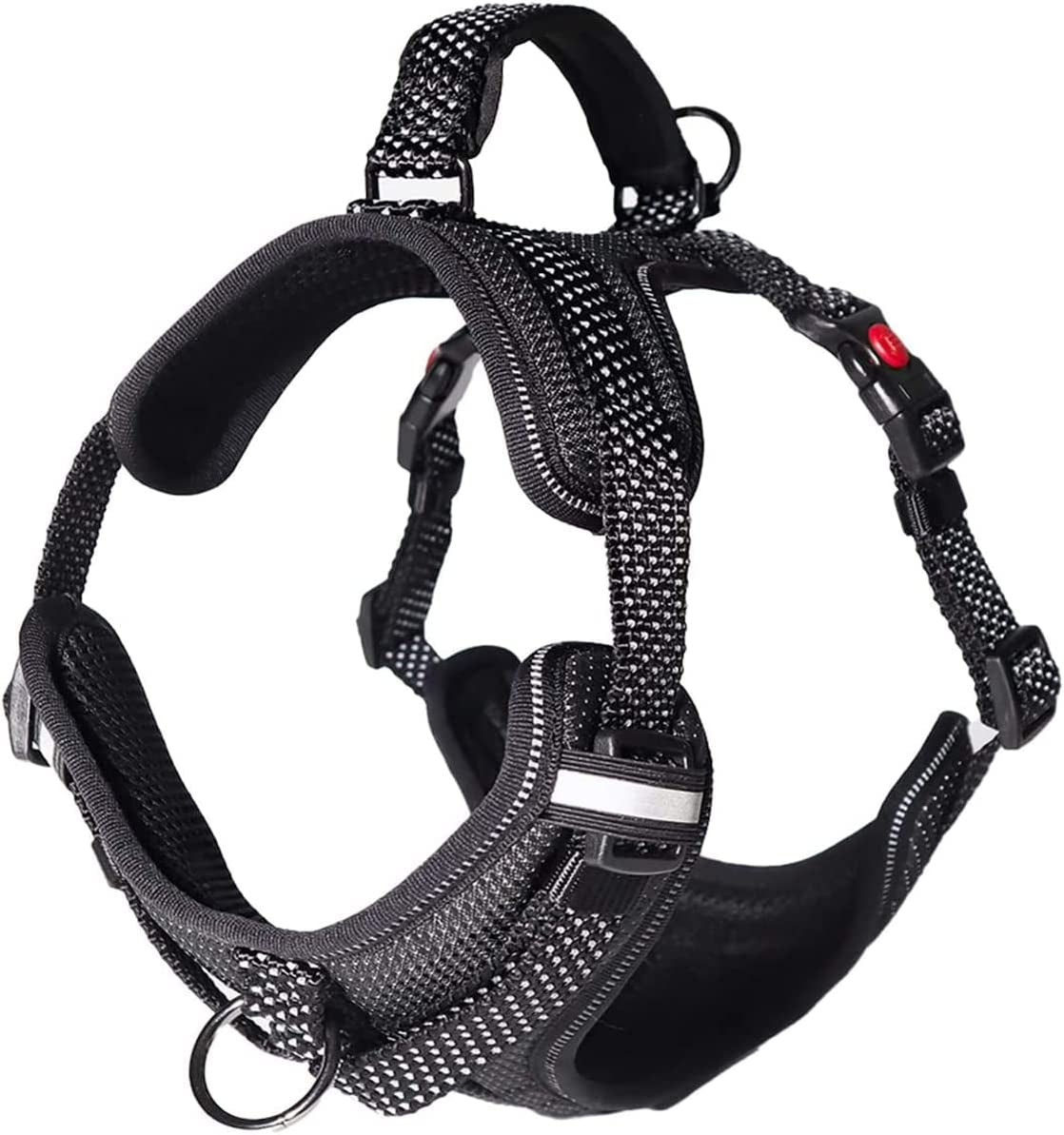 LOS ANDES Ultra-Reflective Dog Harness No Pull Adjustable Pet Harness with Front Clip, Safe Dog Vest with Handle, Easy Control Harness for Small Medium Large Dogs Animals & Pet Supplies > Pet Supplies > Dog Supplies > Dog Apparel LOS ANDES Black M for medium dog(chest:22-27") 