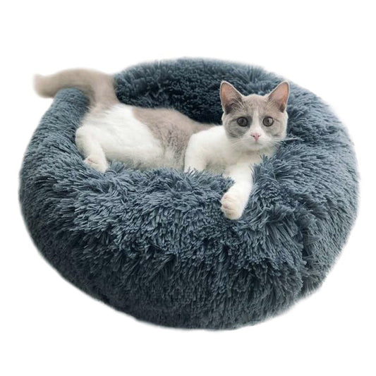 Fymall Luxury Faux Fur Pet Bed for Cats Small Dogs Cuddler Oval Plush Bed