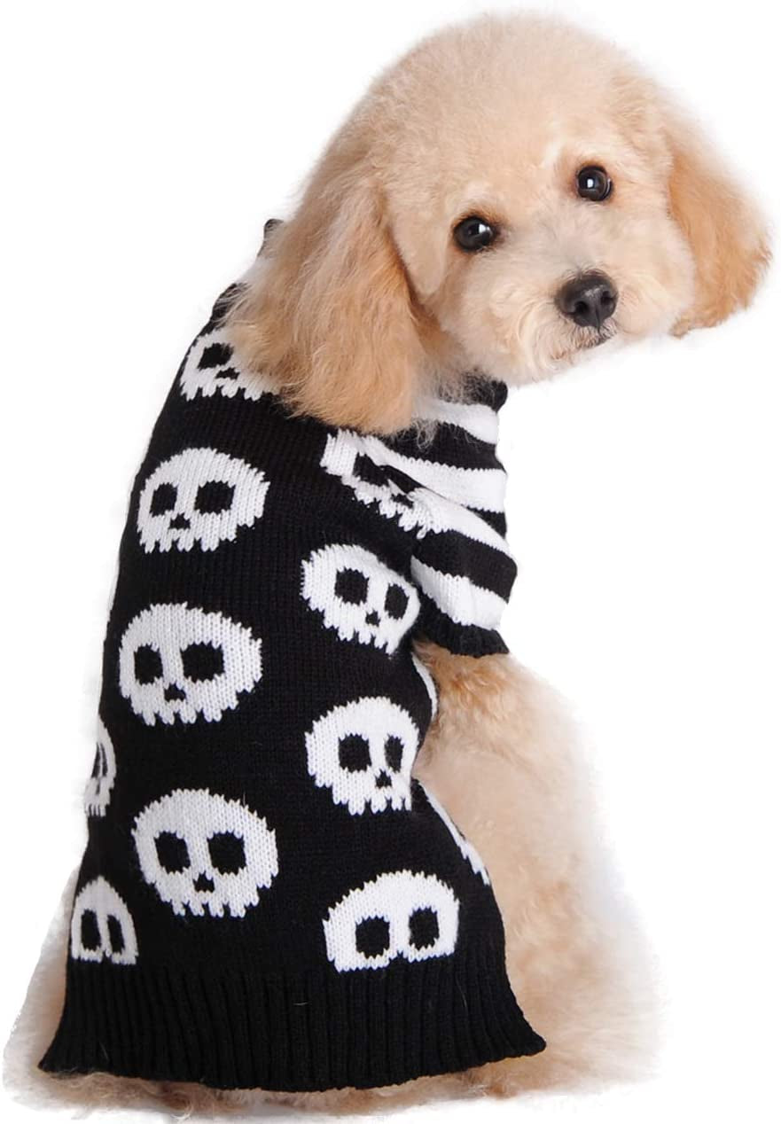 HAPEE Dog Sweaters, Halloween Pet Clothes for Dog Cat Animals & Pet Supplies > Pet Supplies > Dog Supplies > Dog Apparel HAPEE SKULL-2 X-Small (Pack of 1) 