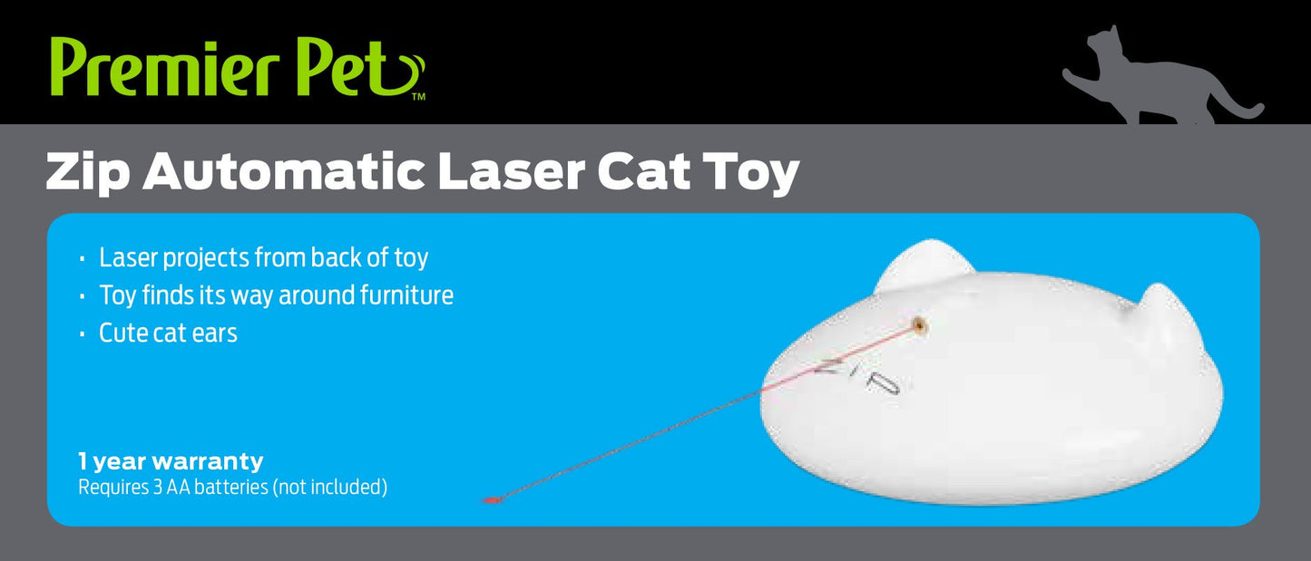 Premier Pet Zip Automatic Laser Cat Toy - Interactive Toy with Laser Moves in Random Directions Providing Long-Lasting, Hands-Free Play, Chase and Exercise - Battery Operated Animals & Pet Supplies > Pet Supplies > Cat Supplies > Cat Toys Radio Systems Corporation   