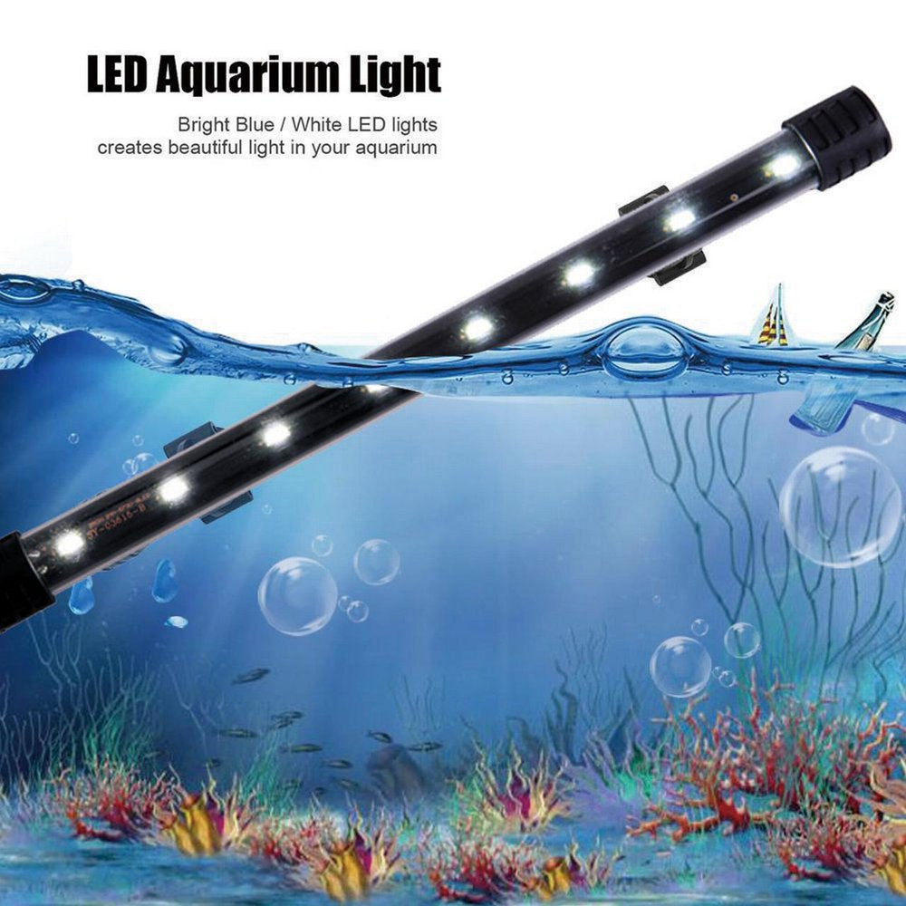 Aquarium Light Fish Tank Waterproof 5730 T4LED Light Bar Aquatic Lamp Submersible 17Cm Fluorescent Diving Lights Blue and White