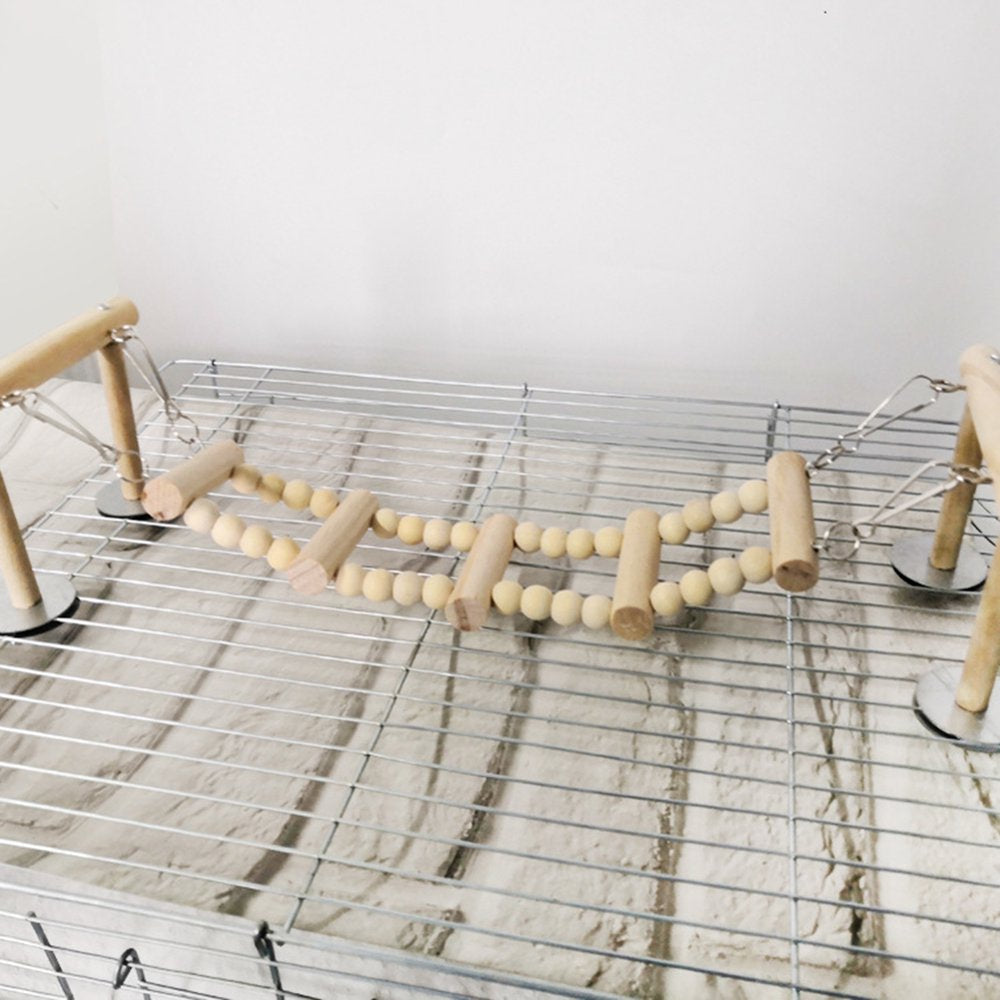 UDIYO Seller'S Recommendation, Pet Bird Parrot Wood Beads Perch Ladder Hanging Swing Bridge Playground Chew Toy