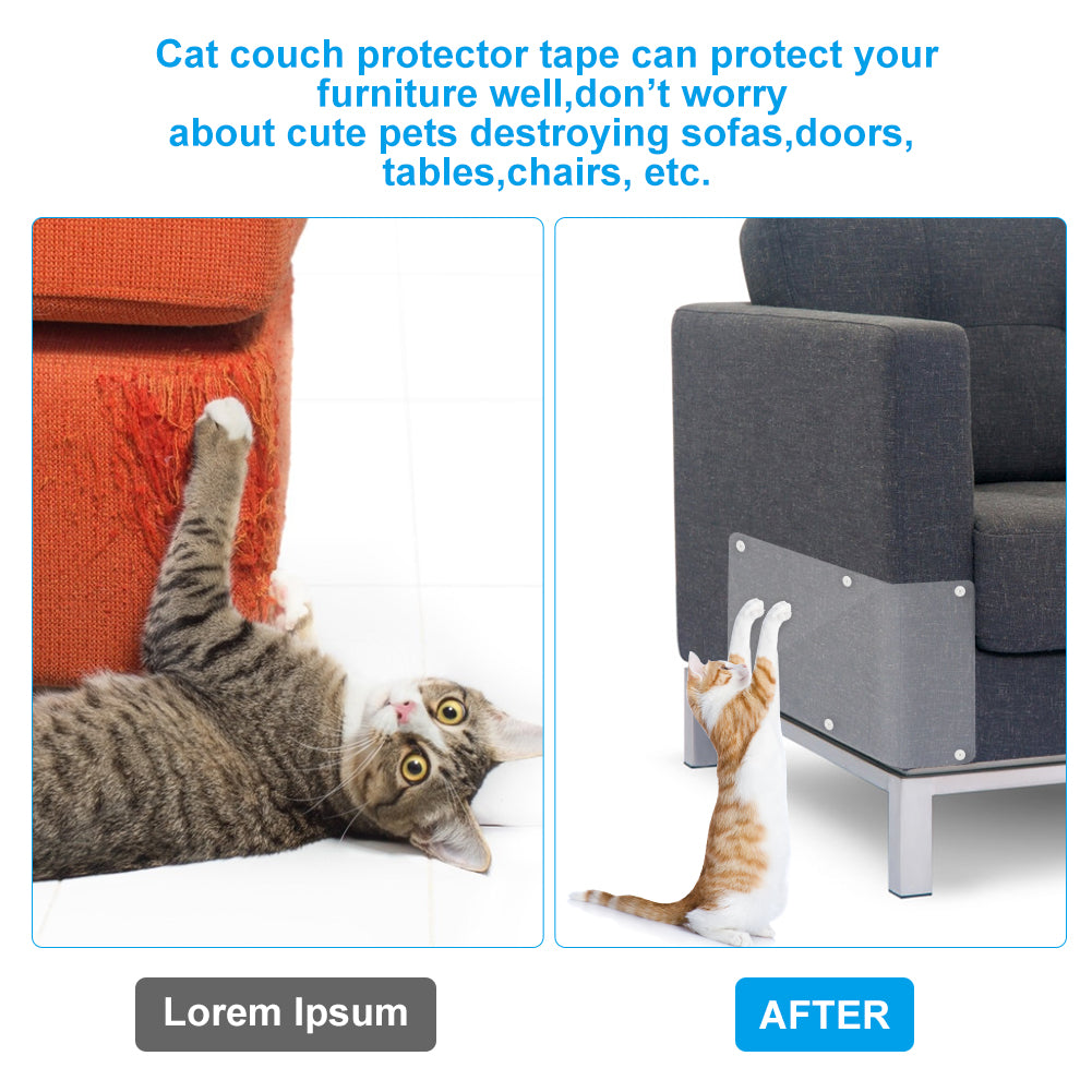 Cat Scratch Furniture Protector - 12 Pack Couch Protector for Cats - Cat  Scratch Deterrent Tape for Furniture - Cat Scratchers for Indoor Cats -  Clear