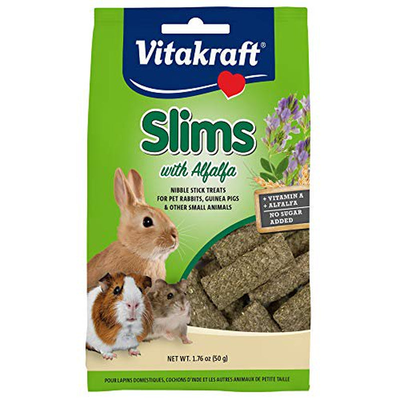 Vitakraft Slims with Alfalfa Rabbit, Guinea Pig & Small Animal Nibble Stick Treat, 1.76 Oz